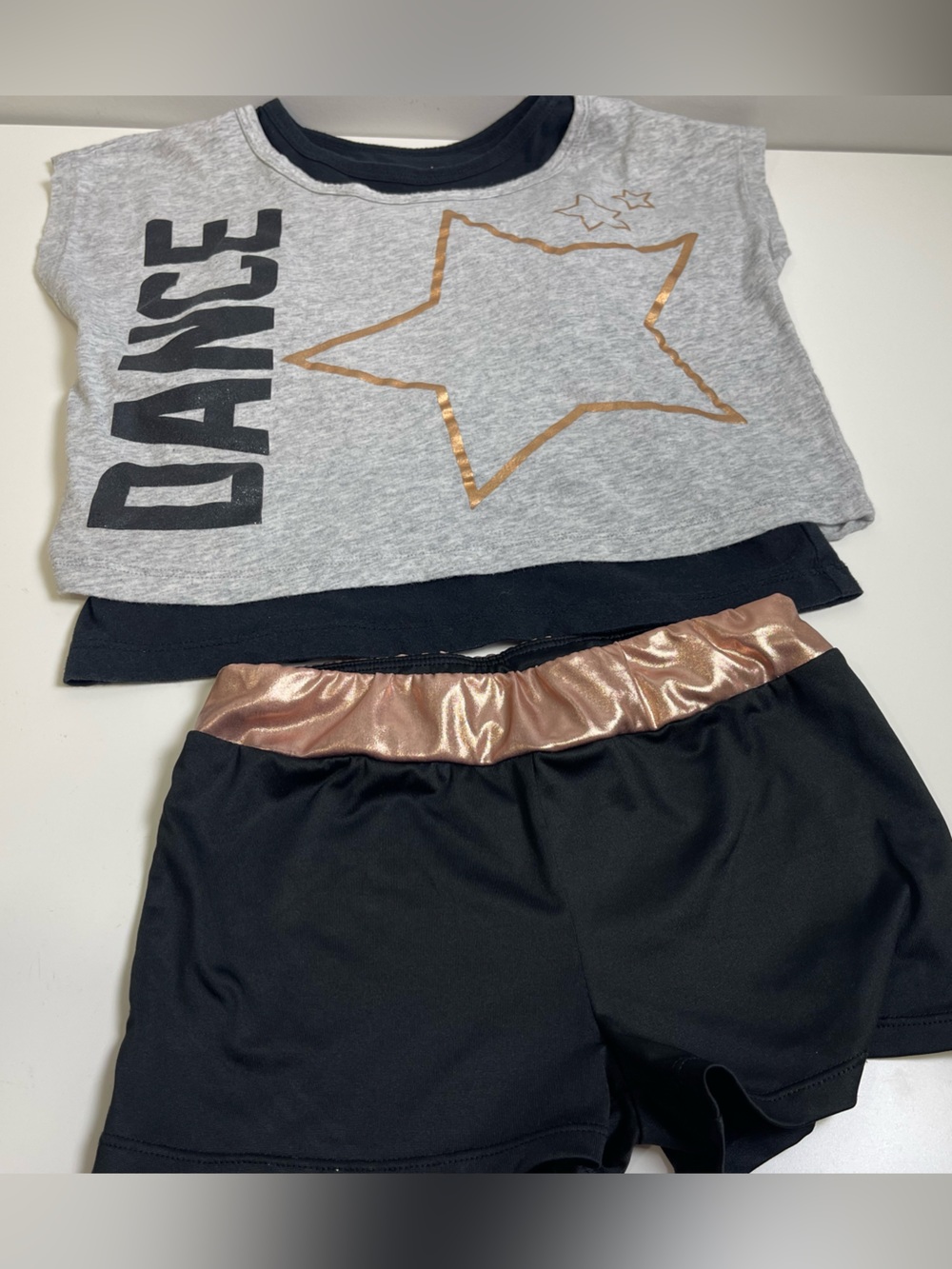 Bioworld Kids Dance Set in Gray, Black and Rose Gold medium girls activewear
